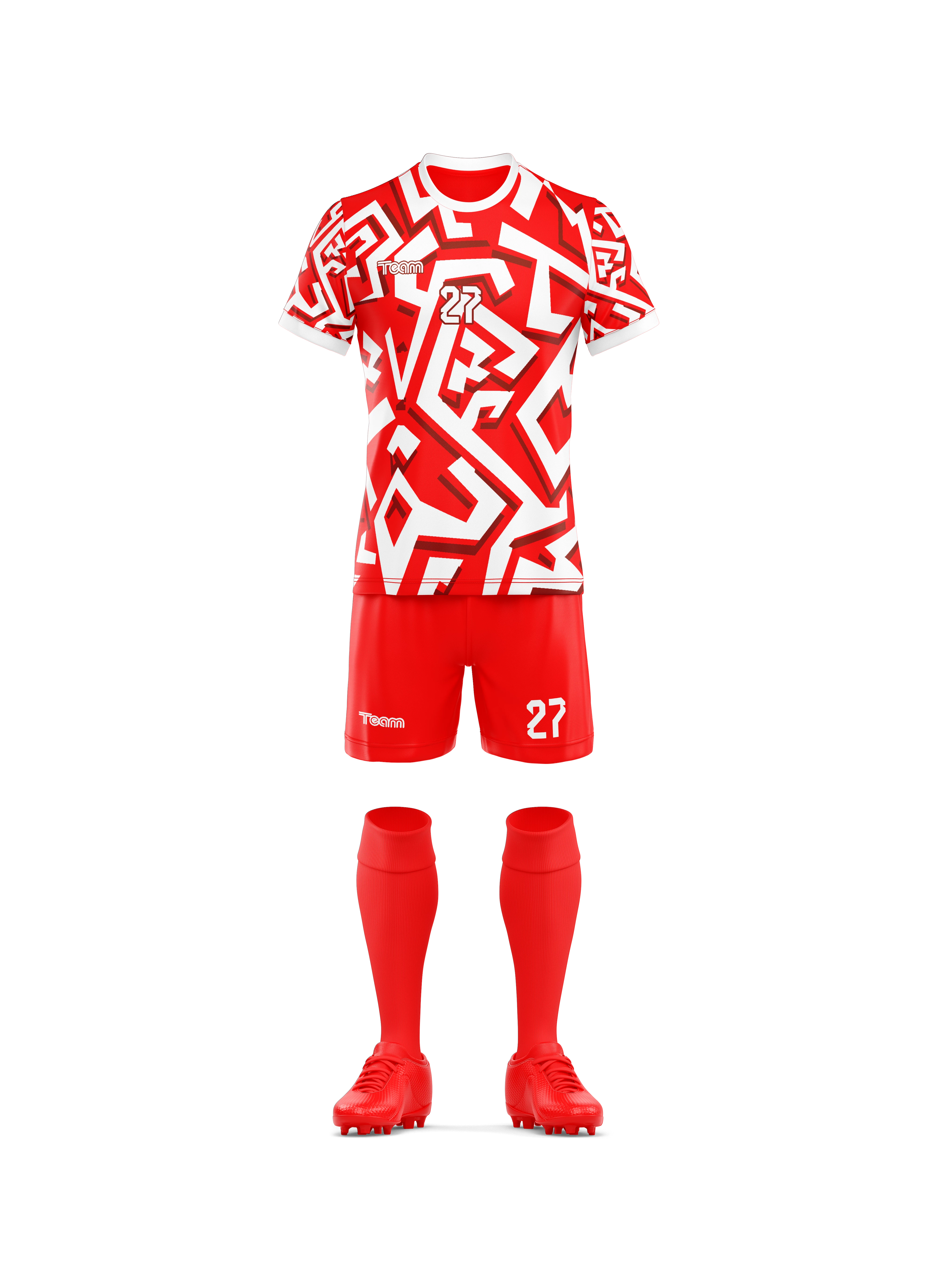 Echipament antrenament 3D alb-rosu