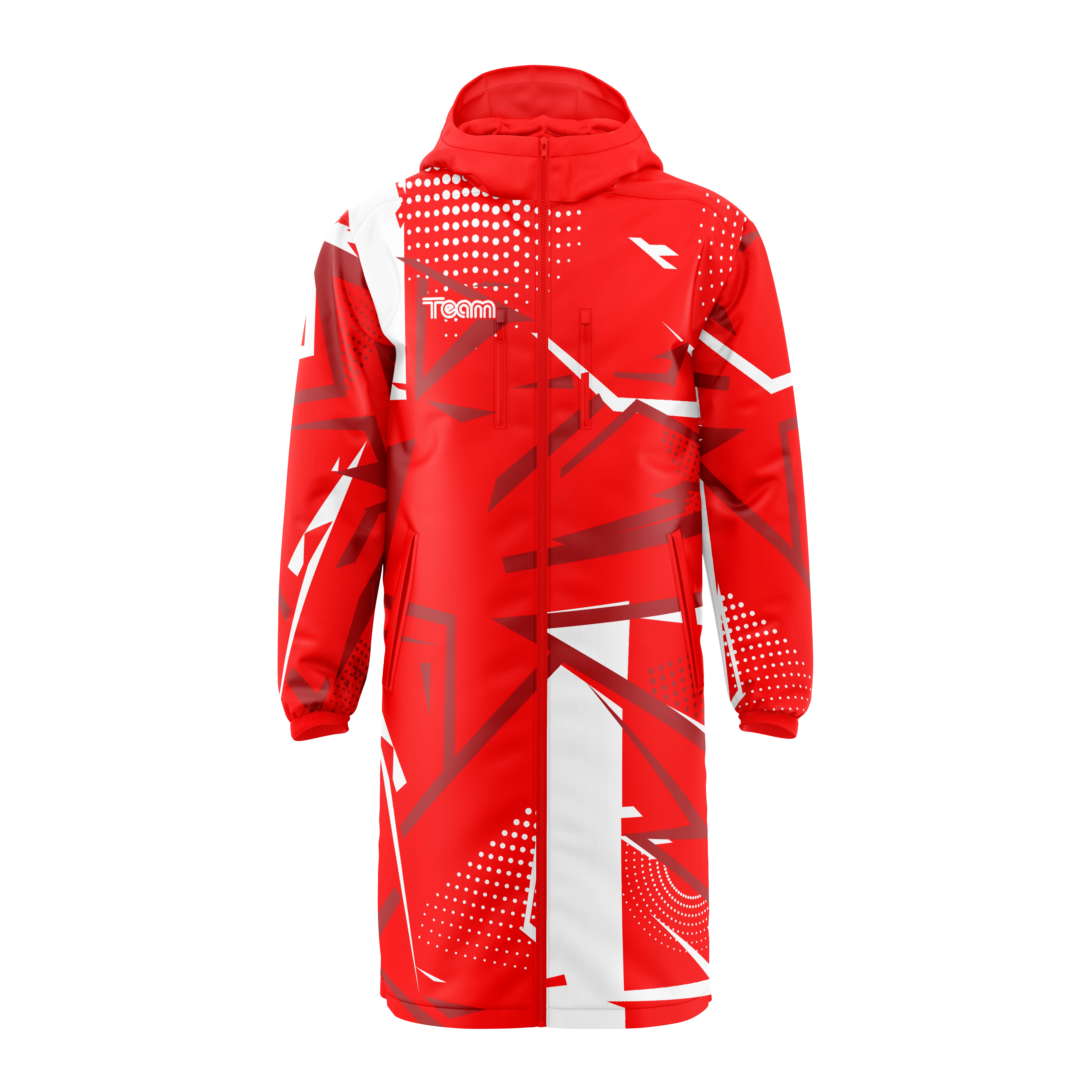 Geaca iarna 3D alb-rosie