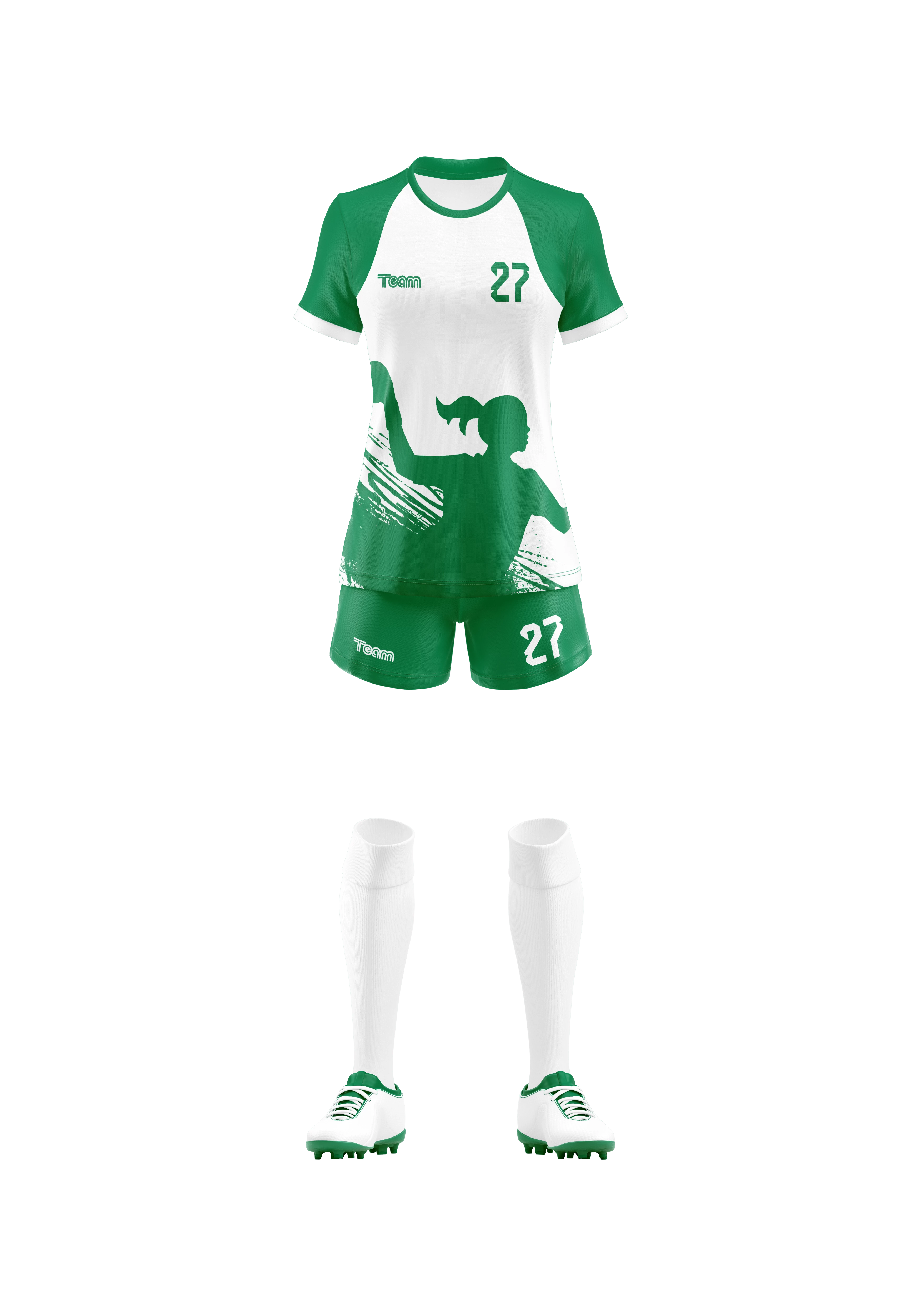 Kit handbal 3D verde-alb fata