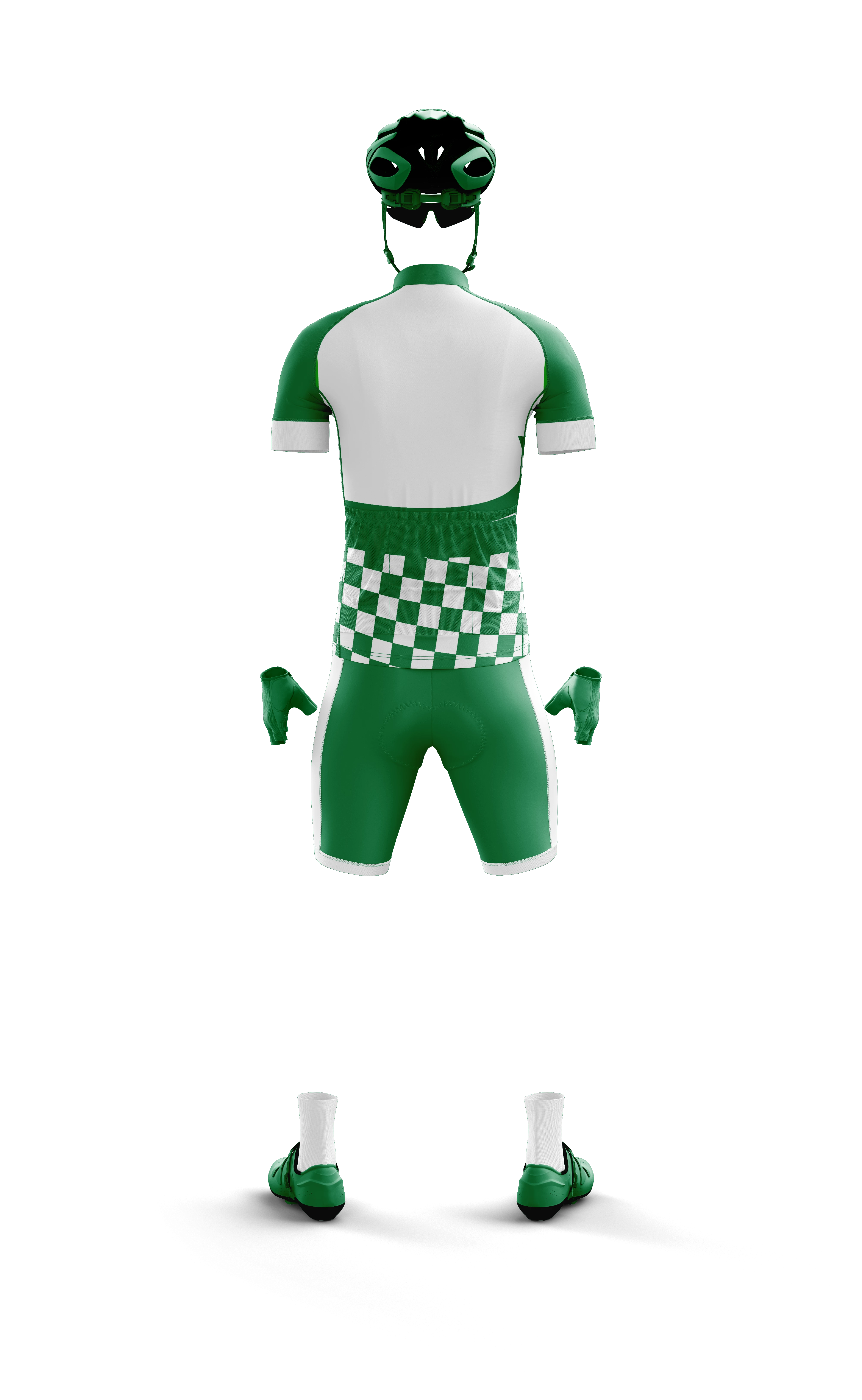 Echipament ciclism 3D alb-verde