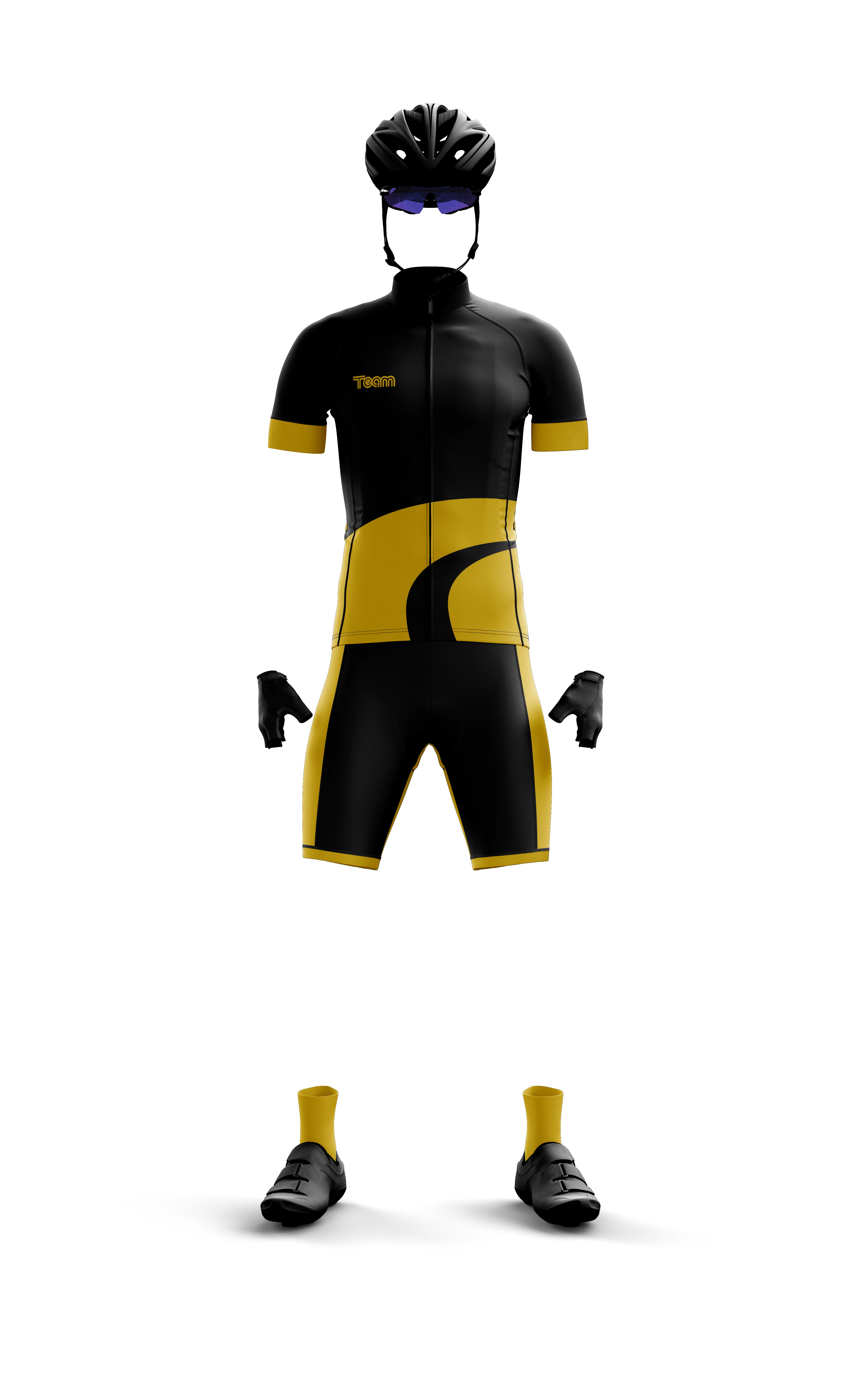 Echipament ciclism 3D negru-auriu