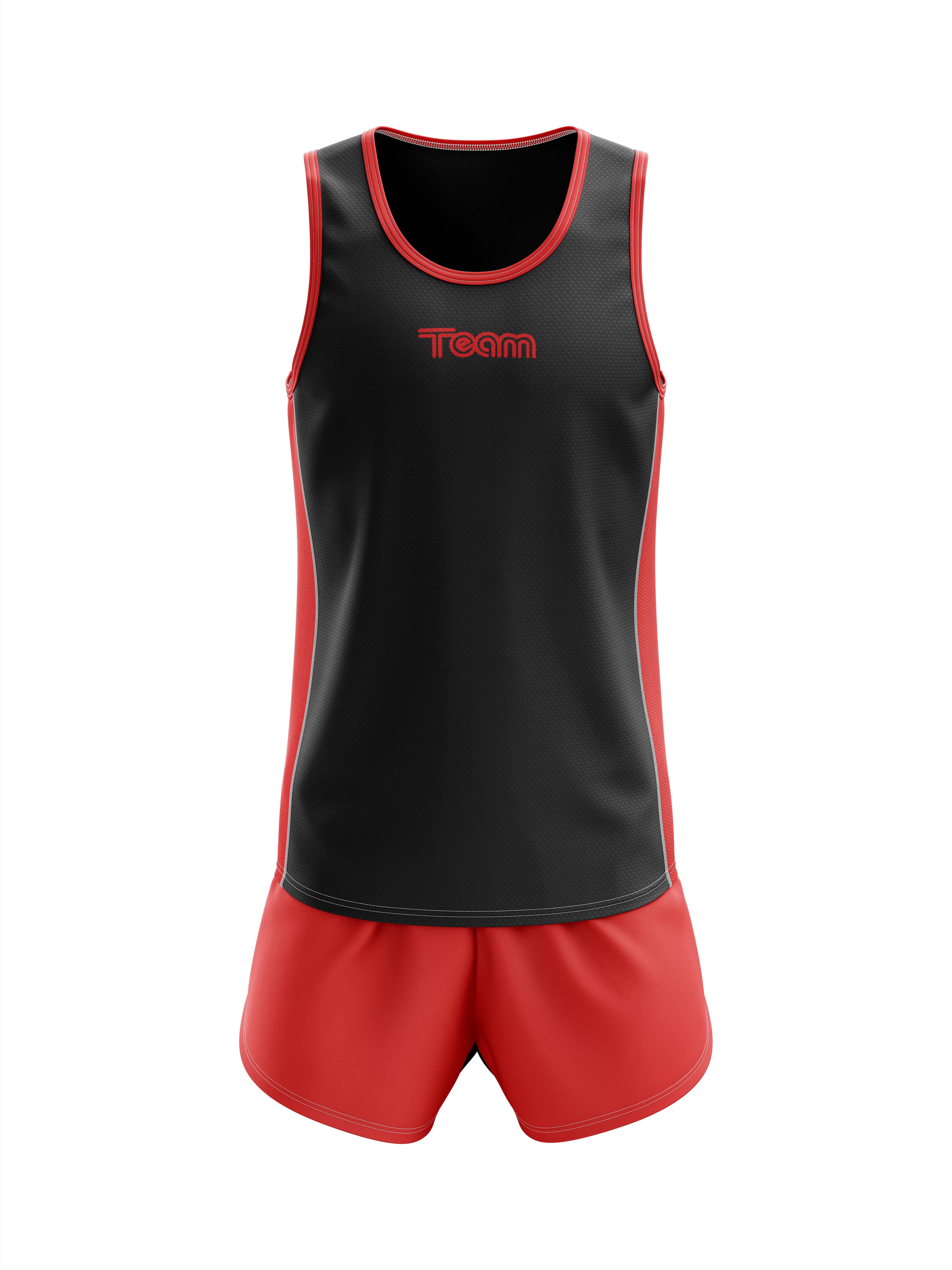 Echipament alergare barbati 3D negru-rosu